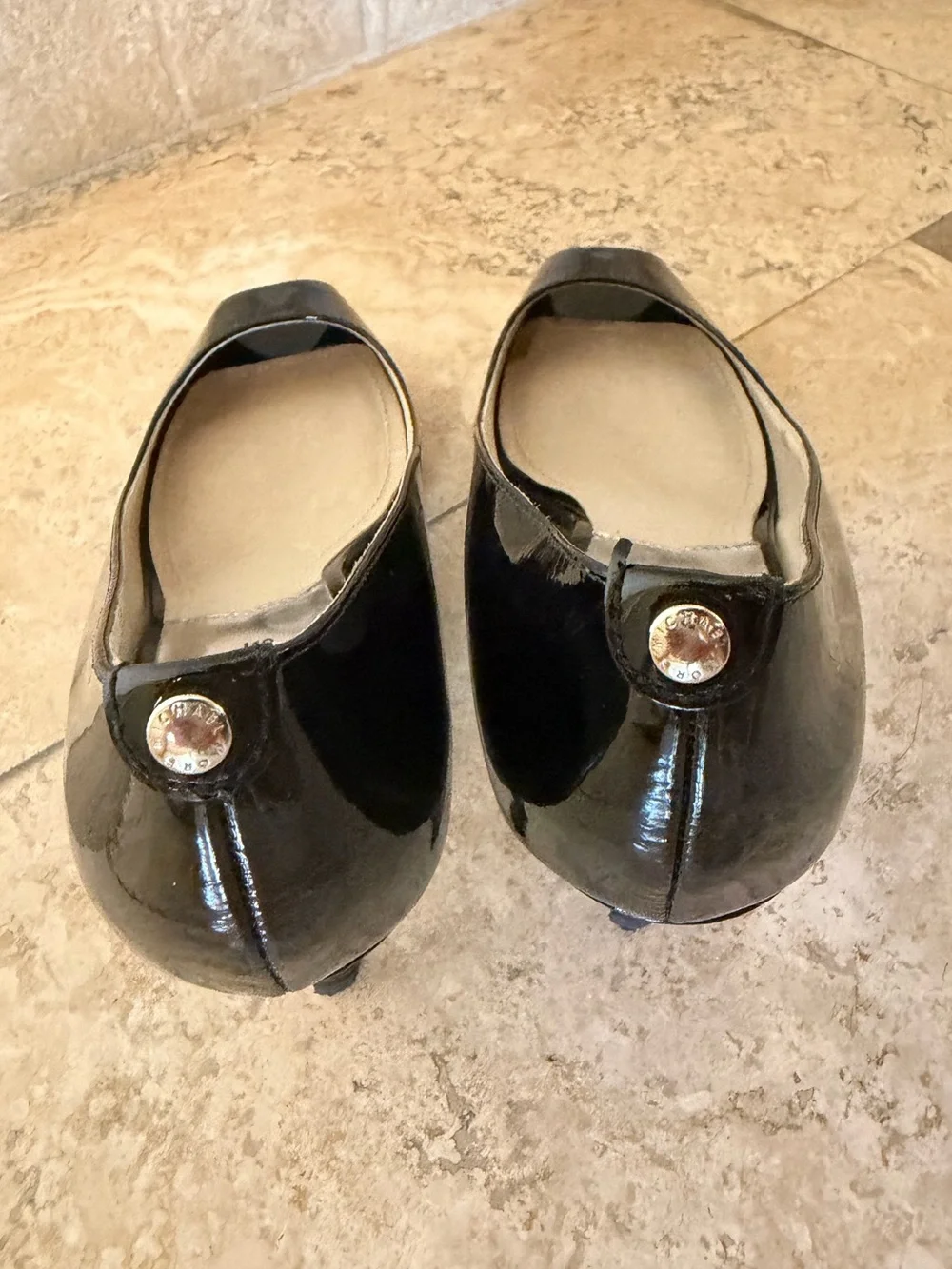 Michael Kors Black Patent Leather Peep-Toe Heels Size 7